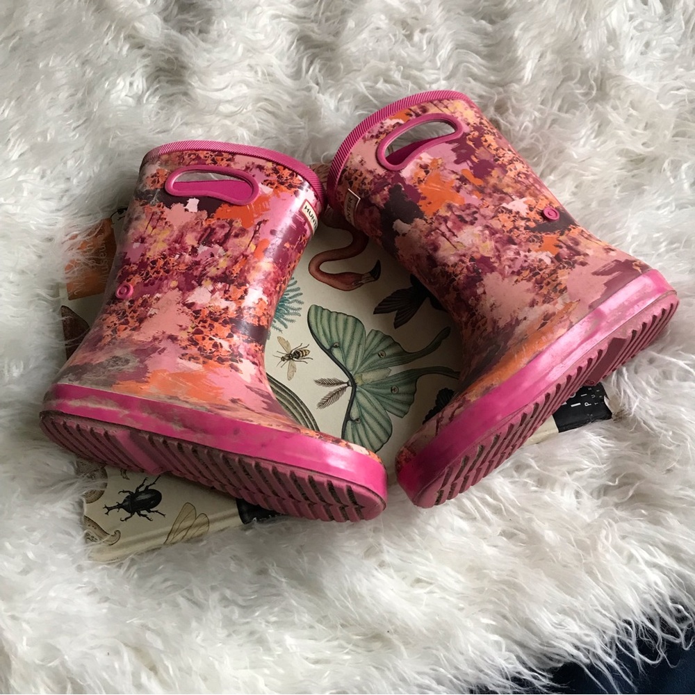 Hunter For Target Girls Hot Pink‎ Abstract Rubber Rain Boots